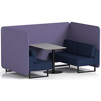 Brixworth 4 Seater Bench Booth With Table, Black Legs, Grey Table With Black Leg, Synergy Fabric, Order Panels And Alike Sofa