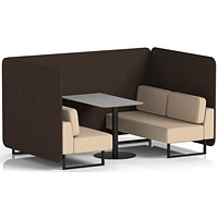Brixworth 4 Seater Bench Booth With Table, Black Legs, Grey Table With Black Leg, Synergy Fabric, Wed Panels And Affix Sofa