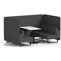 Brixworth 4 Seater Bench Booth With Table, Black Legs, White Table With Black Leg, X2 Fabric, Arithmetic Panels And Sofa