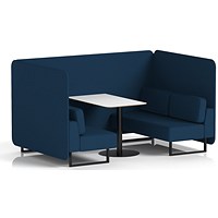 Brixworth 4 Seater Bench Booth With Table, Black Legs, White Table With Black Leg, X2 Fabric, Calculus Panels And Sofa