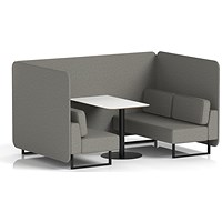 Brixworth 4 Seater Bench Booth With Table, Black Legs, White Table With Black Leg, X2 Fabric, Number Panels And Sofa