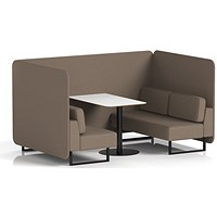 Brixworth 4 Seater Bench Booth With Table, Black Legs, White Table With Black Leg, X2 Fabric, Theory Panels And Sofa