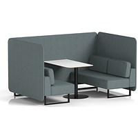Brixworth 4 Seater Bench Booth With Table, Black Legs, White Table With Black Leg, Main Line Flax Fabric, Westminster Panels And Sofa