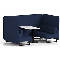 Brixworth 4 Seater Bench Booth With Table, Black Legs, White Table With Black Leg, Synergy Fabric, Alike Panels And Sofa