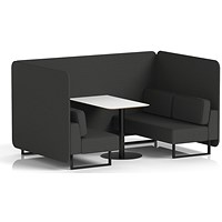 Brixworth 4 Seater Bench Booth With Table, Black Legs, White Table With Black Leg, Synergy Fabric, Mix Panels And Sofa