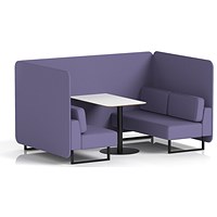 Brixworth 4 Seater Bench Booth With Table, Black Legs, White Table With Black Leg, Synergy Fabric, Order Panels And Sofa