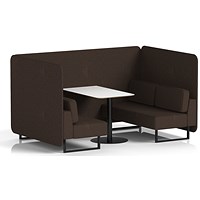 Brixworth 4 Seater Bench Booth With Table, Black Legs, White Table With Black Leg, Synergy Fabric, Wed Panels And Sofa