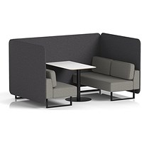 Brixworth 4 Seater Bench Booth With Table, Black Legs, White Table With Black Leg, X2 Fabric, Arithmetic Panels And Number Sofa