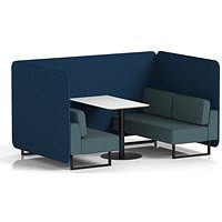 Brixworth 4 Seater Bench Booth With Table, Black Legs, White Table With Black Leg, X2 Fabric, Calculus Panels And Polygon Sofa