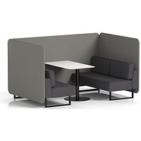 Brixworth 4 Seater Bench Booth With Table, Black Legs, White Table With Black Leg, X2 Fabric, Number Panels And Arithmetic Sofa