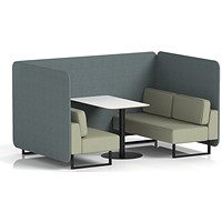 Brixworth 4 Seater Bench Booth With Table, Black Legs, White Table With Black Leg, Main Line Flax Fabric, Westminster Panels And Newbury Sofa