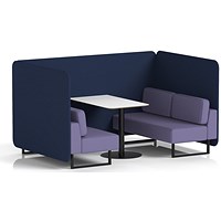 Brixworth 4 Seater Bench Booth With Table, Black Legs, White Table With Black Leg, Synergy Fabric, Alike Panels And Order Sofa