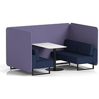 Brixworth 4 Seater Bench Booth With Table, Black Legs, White Table With Black Leg, Synergy Fabric, Order Panels And Alike Sofa