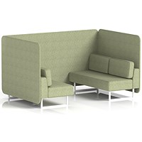Brixworth 4 Seater Bench Booth, White Legs, Rivet Fabric, Burnish Panels And Sofa