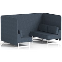 Brixworth 4 Seater Bench Booth, White Legs, Rivet Fabric, Crucible Panels And Sofa