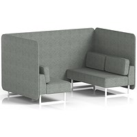 Brixworth 4 Seater Bench Booth, White Legs, Rivet Fabric, Prime Panels And Sofa