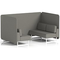 Brixworth 4 Seater Bench Booth, White Legs, X2 Fabric, Number Panels And Sofa
