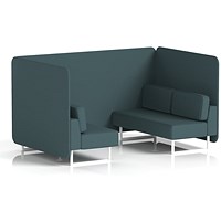 Brixworth 4 Seater Bench Booth, White Legs, X2 Fabric, Polygon Panels And Sofa