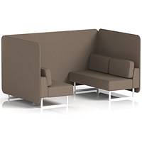 Brixworth 4 Seater Bench Booth, White Legs, X2 Fabric, Theory Panels And Sofa