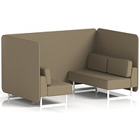 Brixworth 4 Seater Bench Booth, White Legs, Main Line Flax Fabric, Bank Panels And Sofa