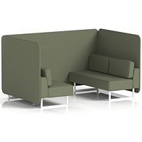 Brixworth 4 Seater Bench Booth, White Legs, Main Line Flax Fabric, Monument Panels And Sofa