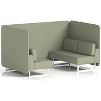 Brixworth 4 Seater Bench Booth, White Legs, Main Line Flax Fabric, Newbury Panels And Sofa