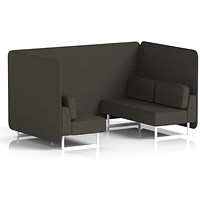 Brixworth 4 Seater Bench Booth, White Legs, Main Line Flax Fabric, Temple Panels And Sofa