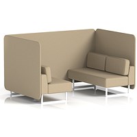 Brixworth 4 Seater Bench Booth, White Legs, Main Line Flax Fabric, Upminster Panels And Sofa