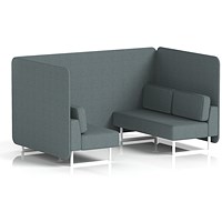 Brixworth 4 Seater Bench Booth, White Legs, Main Line Flax Fabric, Westminster Panels And Sofa