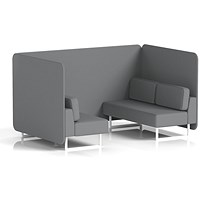 Brixworth 4 Seater Bench Booth, White Legs, Synergy Fabric, Partner Panels And Sofa