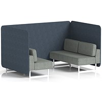 Brixworth 4 Seater Bench Booth, White Legs, Rivet Fabric, Crucible Panels And Prime Sofa