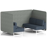 Brixworth 4 Seater Bench Booth, White Legs, Rivet Fabric, Prime Panels And Crucible Sofa