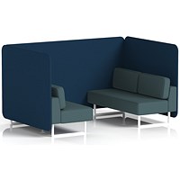Brixworth 4 Seater Bench Booth, White Legs, X2 Fabric, Calculus Panels And Polygon Sofa