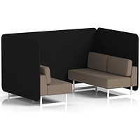 Brixworth 4 Seater Bench Booth, White Legs, X2 Fabric, Diameter Panels And Theory Sofa