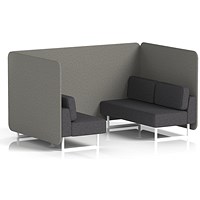 Brixworth 4 Seater Bench Booth, White Legs, X2 Fabric, Number Panels And Arithmetic Sofa