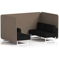 Brixworth 4 Seater Bench Booth, White Legs, X2 Fabric, Theory Panels And Diameter Sofa