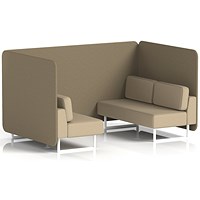 Brixworth 4 Seater Bench Booth, White Legs, Main Line Flax Fabric, Bank Panels And Upminster Sofa