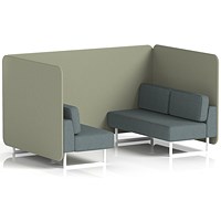 Brixworth 4 Seater Bench Booth, White Legs, Main Line Flax Fabric, Newbury Panels And Westminster Sofa