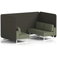 Brixworth 4 Seater Bench Booth, White Legs, Main Line Flax Fabric, Temple Panels And Monument Sofa