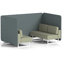 Brixworth 4 Seater Bench Booth, White Legs, Main Line Flax Fabric, Westminster Panels And Newbury Sofa