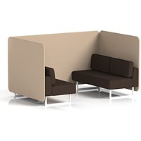 Brixworth 4 Seater Bench Booth, White Legs, Synergy Fabric, Affix Panels And Wed Sofa