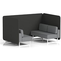 Brixworth 4 Seater Bench Booth, White Legs, Synergy Fabric, Mix Panels And Partner Sofa