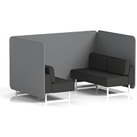 Brixworth 4 Seater Bench Booth, White Legs, Synergy Fabric, Partner Panels And Mix Sofa
