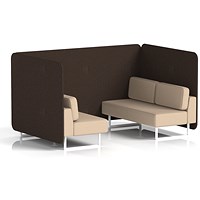 Brixworth 4 Seater Bench Booth, White Legs, Synergy Fabric, Wed Panels And Affix Sofa