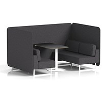 Brixworth 4 Seater Bench Booth With Table. White Legs, Black Table With White Leg, X2 Fabric, Arithmetic Panels And Sofa