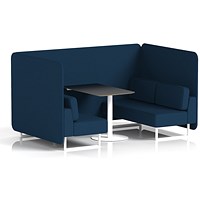 Brixworth 4 Seater Bench Booth With Table. White Legs, Black Table With White Leg, X2 Fabric, Calculus Panels And Sofa