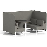 Brixworth 4 Seater Bench Booth With Table. White Legs, Black Table With White Leg, X2 Fabric, Number Panels And Sofa