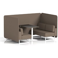 Brixworth 4 Seater Bench Booth With Table. White Legs, Black Table With White Leg, X2 Fabric, Theory Panels And Sofa