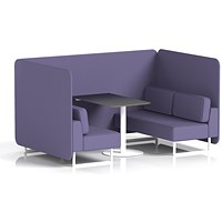 Brixworth 4 Seater Bench Booth With Table. White Legs, Black Table With White Leg, Synergy Fabric, Order Panels And Sofa