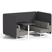 Brixworth 4 Seater Bench Booth With Table. White Legs, Black Table With White Leg, X2 Fabric, Arithmetic Panels And Number Sofa